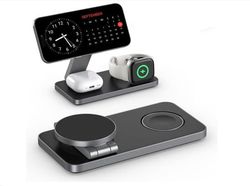 Ladestation egnet til iPhone 17, 16, 15, 14, 13, 12 Pro/Max/Plus, egnet til Apple Watch 9, 8, 7, 6, 5, 4, 3, 2, egnet til AirPods