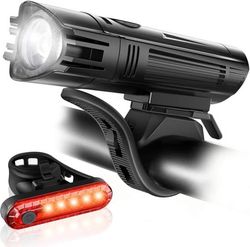 LED cykelljussats - Fram- och bakljus - USB-uppladdningsbara cykellampor - Mountainbike- och landsvägscykellampor - Vattentäta cykellampor