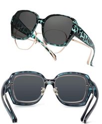 Clip-on solbriller til brillebrugere - Clip-on solbriller - UV-beskyttelse, ultralette - Unisex - Rammebredde 145 mm - Blå