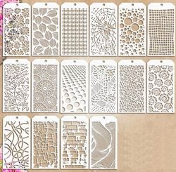 Bullet Journal Plastik Skabeloner - 16 stk - Skabeloner - Geometriske Mønstre - Mandala - Fraktaler - Blomster - Planter - Blandede Mønstre - 12 x 24 cm -...