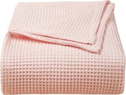 Baby vuggetæppe - vaffelstrik - 100% bomuld - 70x110 cm - vaffelstrikket tæppe - vaffelstrikket stof - lyserød
