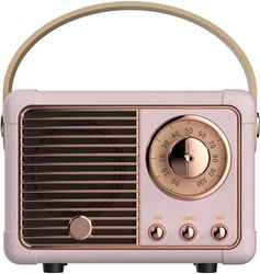 Retro Bluetooth-højttaler, bærbar trådløs højttaler, klar stereolyd, fyldig bas, vintage design, perfekt fødselsdagsgave til en pige (pink).