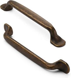10-delars set med vintage mässingshandtag med 128 mm hålavstånd för kökslådor och skåp.