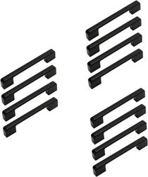 12-pack, möbelhandtag, skåpshandtag, metall, för köksskåpsdörrar lådor, centrumavstånd 96 mm, svart, 10,5 x 1,2 x 2,2 cm