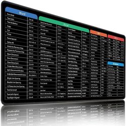 Stor Excel-fuskark skrivbordsunderlägg, Word- och Excel-genvägstangentmusmatta, Excel-kalkylblad snabbgenvägstangentunderlägg, utökad PC-kontor och...