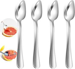 En uppsättning med 4 grapefruktskedar, dessertskedar i rostfritt stål, diskmaskinssäkra, citrusskedar, för grapefrukt, pomelo och desserter, 16,7 cm långa