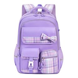 Vattentät barnryggsäck, stor kapacitet, med handtag och laptopfack, lila