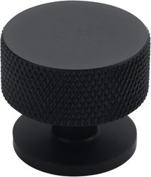 6-pak skabsknopper, 1,2-tommer diameter riflede runde køkkenknopper, velegnet til skabe og skuffer, sort.