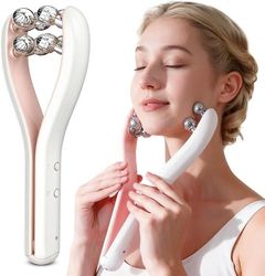 Mikroström ansiktsmassager med 3D-rulle, 3 intensitetsnivåer, ansiktsmassager för lyftning, ansiktskonturering, nacke, armar/ben