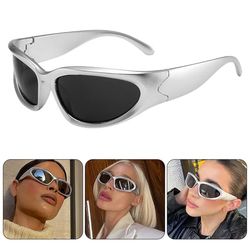 Topak, unisex solbriller, steampunk hiphop-stil, letvægts og solbeskyttende, ovale udendørs UV400 sports solbriller.