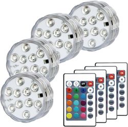 4-pak batteridrevne nedsænkelige RGB LED poollys med fjernbetjening