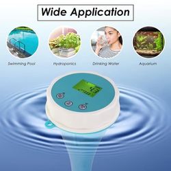 Intelligent vandkvalitetstester: Bluetooth 6-i-1 flydende monitor til pools, spabade/hydroponics - måler pH, EC, ORP, klor, saltholdighed/temperatur