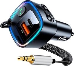 Bluetooth-mottagare för bil - Aux 5.4, 3.5mm Jack, 42W Snabbladdning (PD 30W & QC 12W), Handsfree, Hi-Fi RGB-ljus, för telefon & bil