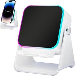 Sensoraktiveret højttaler - Telefonholder - Musikafspilning - Sammenklappeligt design - 12,1 x 7,3 cm - Hvid