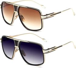 2-delt retro metalsolbriller, unisex, 147 mm stel, 59 mm linse, 55 mm højde, 124 mm stang