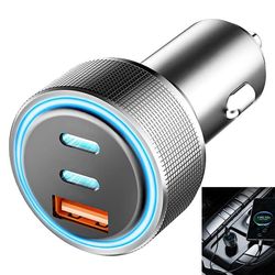 Autolaturisovitin, 67W tupakansytyttimen USB-C-autolaturi, yhteensopiva Tepow PD & QC3.0 -pikalatauksen kanssa.