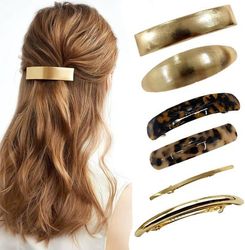 6-delars set med 7,5 cm guld vintage metall hårklämmor