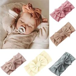 Babyhårbånd » 5-pak sløjfehårbånd, høj elasticitet, brede strikkede babyhåraccessories - Flere farver