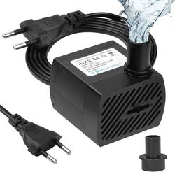 Minivattenpump 350 L/h, 5 W - Ultratyst akvariepump, liten fontänpump med 1,4 m sladd och 2 munstycken för akvarier, dammar och trädgårdsstatyer