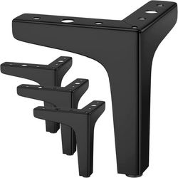 4-pak metalmøbelben, 10 cm TV-bensæt, bæreevne op til 800 kg, sort.