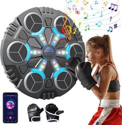 Boxningsmaskin - Musikboxningsmaskin - Utrustad med boxningshandskar, elektroniska LED-lampor, 3 hastigheter, Bluetooth-anslutning, en bra present till barn.