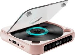 Bærbar Bluetooth CD-afspiller med USB-C hurtigopladning, ultratynd og kompakt, understøtter MP3/WMA-formater, til både rejse- og hjemmebrug, pink