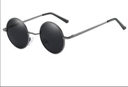 Unisex runde polariserede solbriller med UV400-beskyttelse, retro vintage metalstel