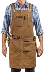 Slitstarkt arbetsförkläde för män och kvinnor - Robust snickarförkläde med verktygsfickor, grenremmar och justerbar passform