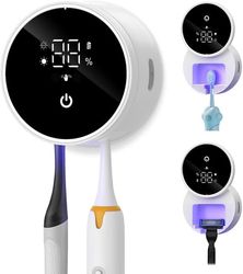 UV-tandbørstesterilisator med infrarød sensor og varmetørringsfunktion, vægmonteret tandbørsteholder til badeværelsesbrug, LED smart display, kan...