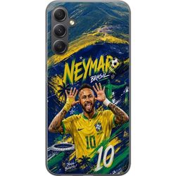 Kompatibel Mobilcover til Samsung Galaxy A05s Neymar i Brasilien-inspireret fodboldkollage med gule, grønne og blå toner og grafiske detaljer