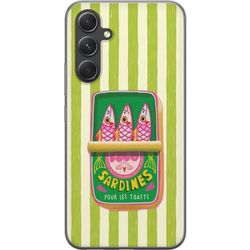 Kompatibelt Mobildeksel til Samsung Galaxy A55 Sjarmerende motiv med sardiner og grafiske detaljer i glade farger.