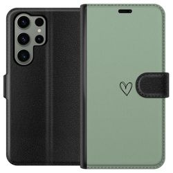 Kompatibelt Lommeboketui til Samsung Galaxy S23 Ultra Hjerte Grønt