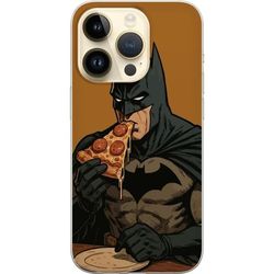 Kompatibelt Mobildeksel til Apple iPhone 14 Pro Mørk tegnet helt som spiser pizza i humoristisk kontrast