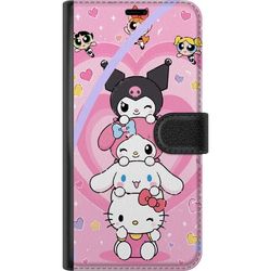 Kompatibelt Lommeboketui til Samsung Galaxy A16 5G Fargerike kawaii-figurer med hjerter og myk rosa bakgrunn i lekent design