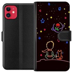 Kompatibelt Lommeboketui til Apple iPhone 11 Illustrasjon i neonstil med figur og dyr mot mørk bakgrunn, inspirert av natt og rom
