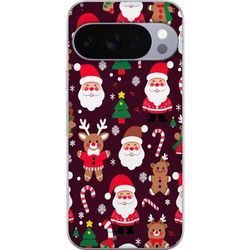 Kompatibelt Mobildeksel til Google Pixel 10 Pro Merry Squad julemønster med nisser, reinsdyr og pepperkaker søtt vinterdesign i tegneseriestil