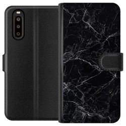 Kompatibelt Lommeboketui til Sony Xperia 10 II Marmor Svart