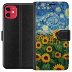 Kompatibelt Lommeboketui til Apple iPhone 11 Solsikkefelt Kunst - Van Gogh inspirert maleri med stjernehimmel