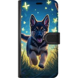 Kompatibelt Lommeboketui til Samsung Galaxy A26 Valp tysk schäferhund plakat hund valp vår eng sommerfugler søte dyreillustrasjon natt kunst