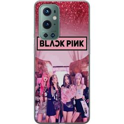 Kompatibelt Mobildeksel til OnePlus 9 Pro BLACKPINK portretterte sammen i rosa toner, dekorativt musikkmotiv med scene følelse.