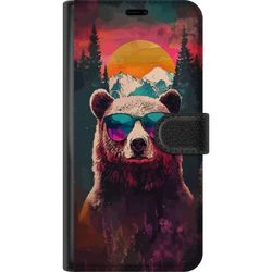 Kompatibelt Lommeboketui til Xiaomi Redmi Note 14 Pro Retro-inspirert bjørnemotiv med fargerik natur og solnedgangsfølelse