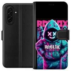 Kompatibelt Lommeboketui til Samsung Galaxy A17 5G Roblox Hoodie Legend Mystisk Robloxfigur i blå hettegenser med futuristiskt neonlys