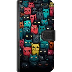 Kompatibelt Lommeboketui til Samsung Galaxy A26 Fargerikt kattemønster med mange stiliserte katter leken illustrasjon for barnerom katteelskere og fa