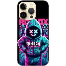 Kompatibelt Mobildeksel til Apple iPhone 15 Pro Roblox Hoodie Legend Mystisk Robloxfigur i blå hettegenser med futuristiskt neonlys
