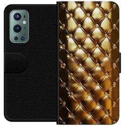 Kompatibelt Lommeboketui til OnePlus 9 Pro Geometrisk diamantmønster i gull med skinnende dekorative detaljer