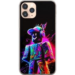 Kompatibelt Mobildeksel til Apple iPhone 11 Pro Roblox Neon Player Fargerik Roblox-karakter i neonfarger mot svart bakgrunn i moderne spillstil