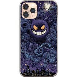 Kompatibelt Mobildeksel til Apple iPhone 11 Pro Pokémon Gengar illustrasjon - Mørkt motiv med stjernehimmel og bykunst
