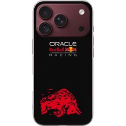 Kompatibelt Mobildeksel til Apple iPhone 18 Pro Grafisk racingmotiv med rød okse, lys tekst og kraftfull rød illustrasjon mot svart bakgrunn