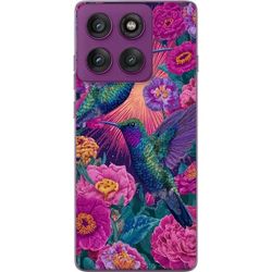 Kompatibelt Mobildeksel til Motorola Edge 60 Pro Utenlandske fugler og blomster i livlige farger med en fantasifull følelse.