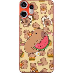Kompatibelt Mobildeksel til Nothing CMF Phone 2 Pro Capybara Snack Tid Søte kapibarer nyter vannmelon pizza og popcorn i en varm og leken design som